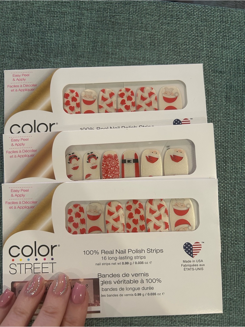 Color Street Christmas Nail Polish Strips Lot 3 NEW Santa Just Be-Claus